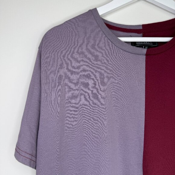 Dikotomy Split Panel Two Tone Colorblock Purple T Shirt - Picture 3 of 7